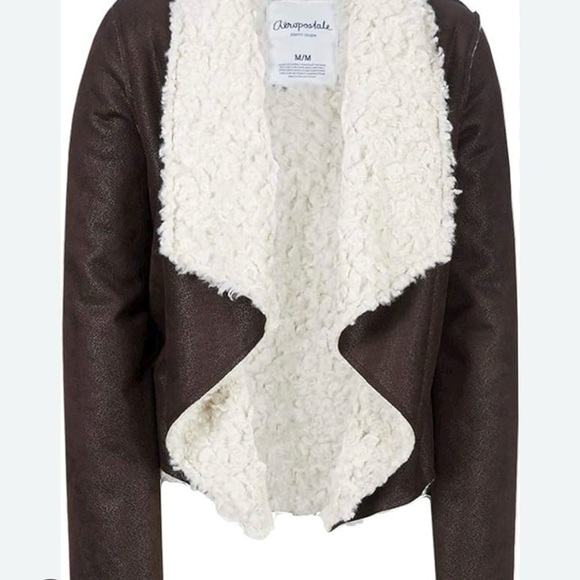 Aeropostale Jackets & Blazers - Aeropostale Women’s Faux Sherpa Cropped Jacket, Dark Brown, Size Medium